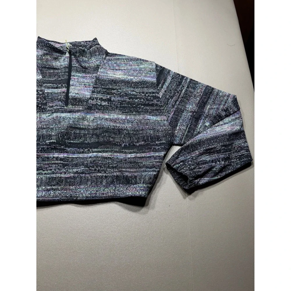 Lululemon Multicolor Glitch Pattern Cropped Quarter Zip Pullover Top